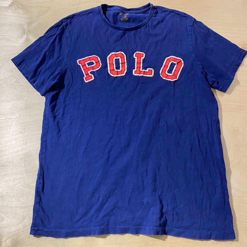 Polo by Ralph Lauren Blue and Red Short Sleeve Tee Large (NG)